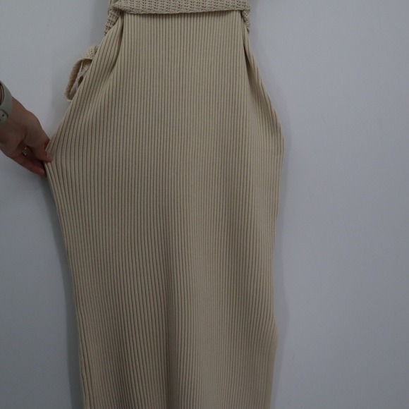 Joie Knit Midi Dress Womens L Beige Ribbed Classic Boho Staple Casual Chic - Picture 10 of 16